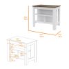 Briargate 2-Piece Kitchen Set, Kitchen Island and Wall Cabinet, White and Walnut