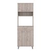 Newton 8-Shelf 1-Drawer 2-piece Kitchen Set, Kitchen Island and Pantry Cabinet White and Light Gray