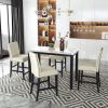TOPMAX 5 Piece Counter Height Faux Marble Modern Dining Set with Matching Chairs and Marble Veneer for Home, Beige