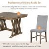 TOPMAX Mid-Century Solid Wood 7-Piece Dining Table Set Extendable Kitchen Table Set with Upholstered Chairs and 12" Leaf for 6, Golden Brown+Gray Cush