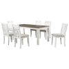TREXM Retro Style 7-Piece Dining Table Set with Extendable Table and 6 Upholstered Chairs (Brown+White)