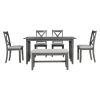 TREXM 6-Piece Family Dining Room Set Solid Wood Space Saving Foldable Table and 4 Chairs with Bench for Dining Room (Gray)
