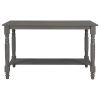 TREXM 6-Piece Counter Height Dining Table Set Table with Shelf 4 Chairs and Bench for Dining Room (Gray)