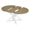 TREXM 5-Piece Retro Functional Dining Table Set Extendable Round Table and 4 Upholstered Chairs for Dining Room and Living Room (Brown+Antique White)