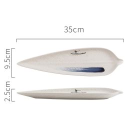 Long Tree Leaf Shaped Ceramic Plate Sushi Creativity (Option: Long Leaf Disc Jiang Xue)