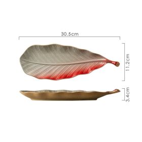 Japanese Style Retro Kiln Transformed Leaf Ceramic Sushi Plate (Option: Kiln transformed red tree)